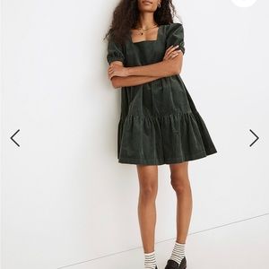 Size 4-6 Madewell Corduroy Aidy Square-Neck Tiered Mini Dress